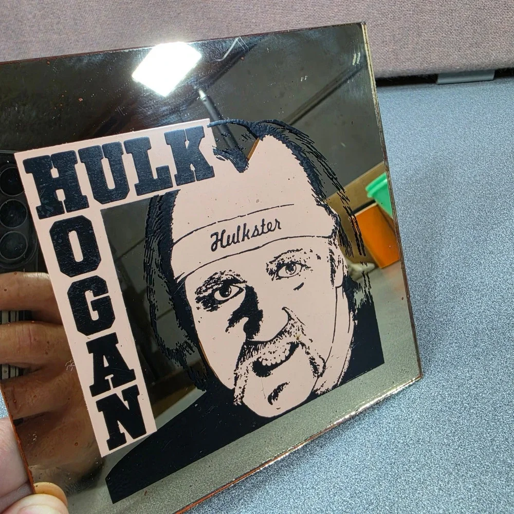 Vintage‎ Hulk Hogan Mirror Wrestling 6x6 Multicolor Carnival Prize
